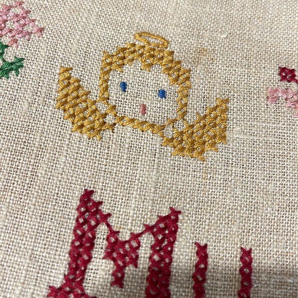 Vintage “I Heard A Child Laugh” Needlepoint Sampler Wall Hanging - Picture 9 of 10